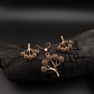 Black & Gold Tree Pendant Set