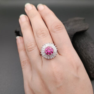 Snow Silver Pink Adjustable Ring
